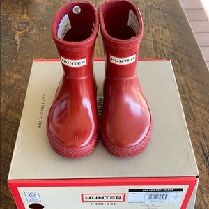 Kids red hunter rain boots